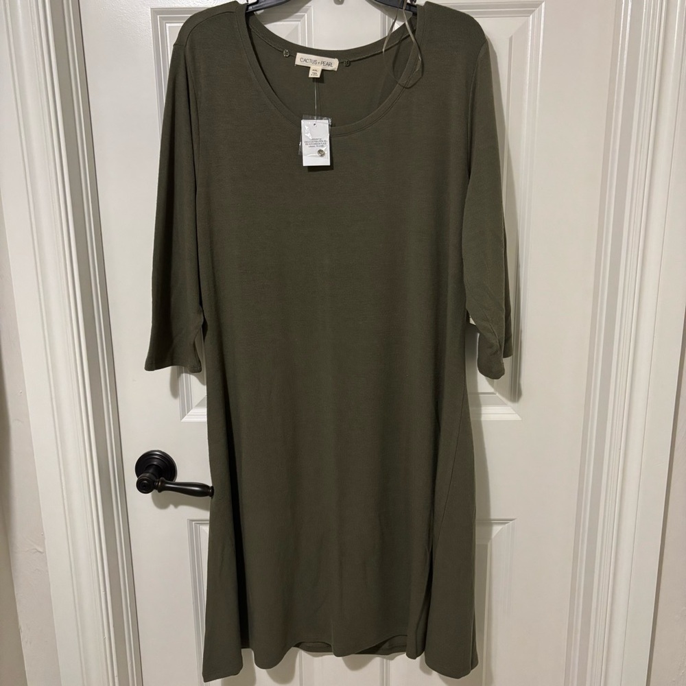 NWT Cactus and Pearl Olive Green Knit Dress Size XXL